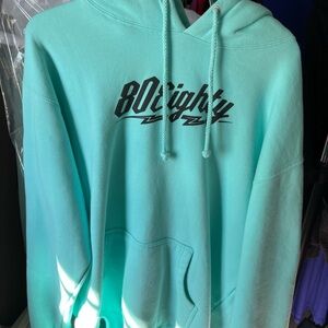 Teal Hoodie with Black Graphic